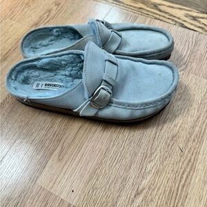 Birkenstock Buckley shearling lined Light Blue/Gray Suede Slip-Ons